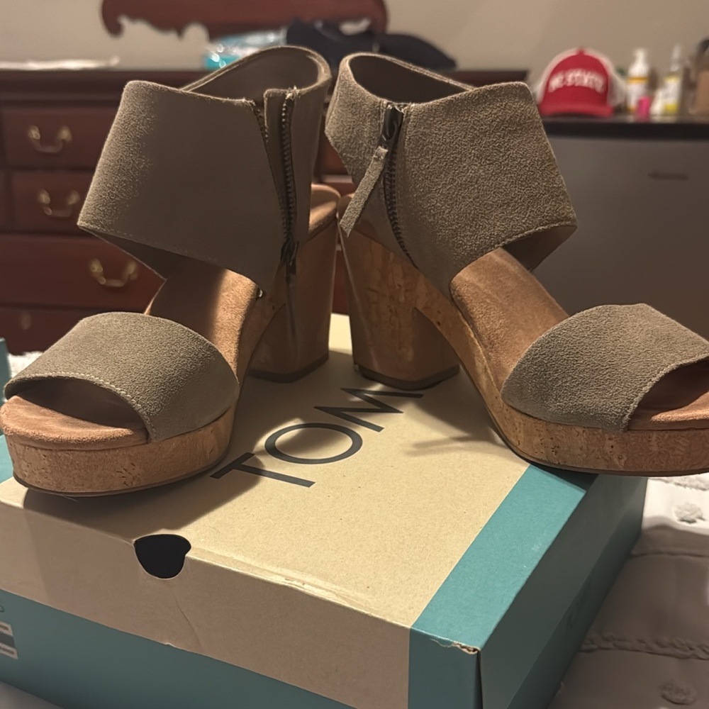 Toms Majorca Heels with Cork Platform Sole